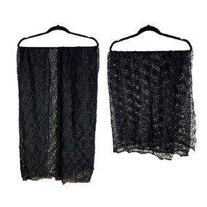 FABRICVILLE, Two Pieces, Black Lace Floral Fabric, Slight Stretch ,55x49 & 55x82